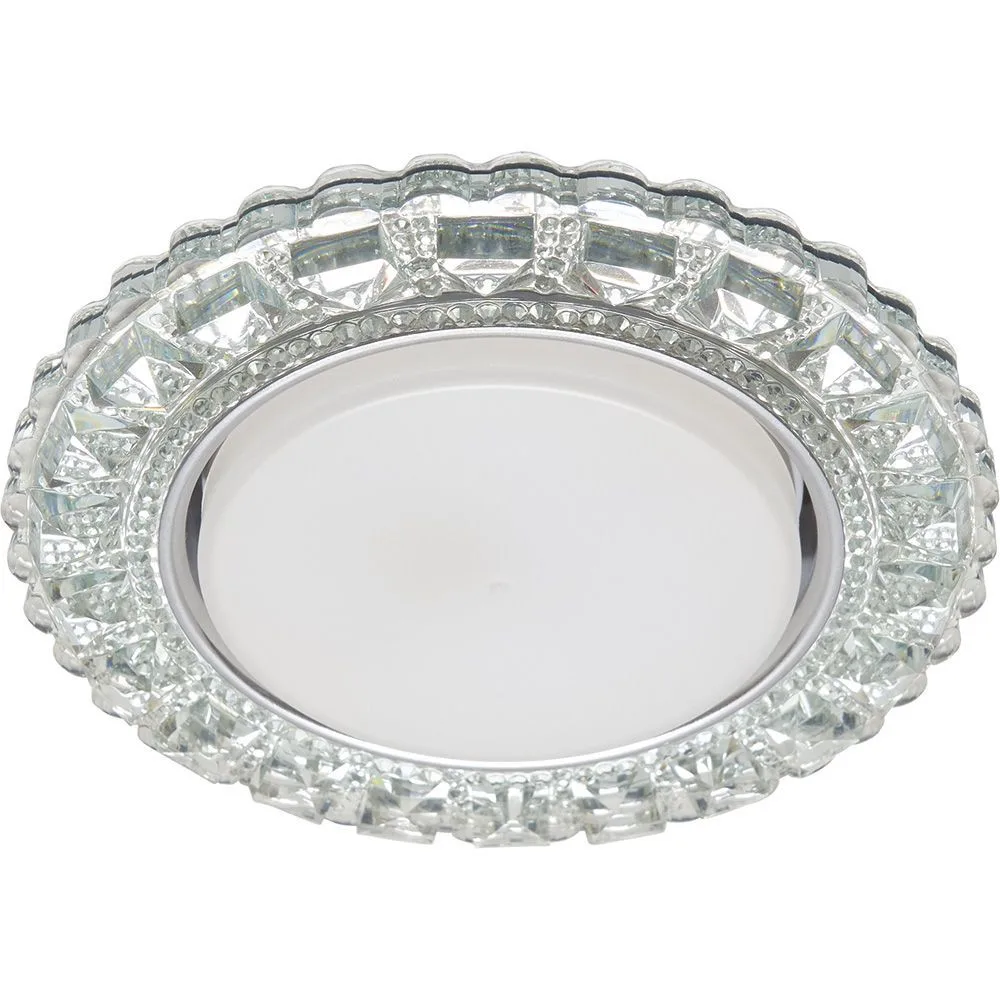 FERON Светильник встраиваемый с белой LED подсветкой CD4045 потолочный GX53 без лампы, прозрачный, хром 41408 FERON Светильник встраиваемый с белой LED подсветкой CD4045 потолочный GX53 без лампы, прозрачный, хром 41408