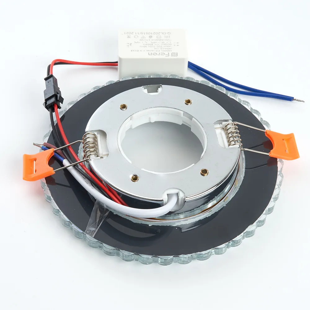 FERON Светильник встраиваемый с белой LED подсветкой CD4045 потолочный GX53 без лампы, прозрачный, хром 41408 FERON Светильник встраиваемый с белой LED подсветкой CD4045 потолочный GX53 без лампы, прозрачный, хром 41408