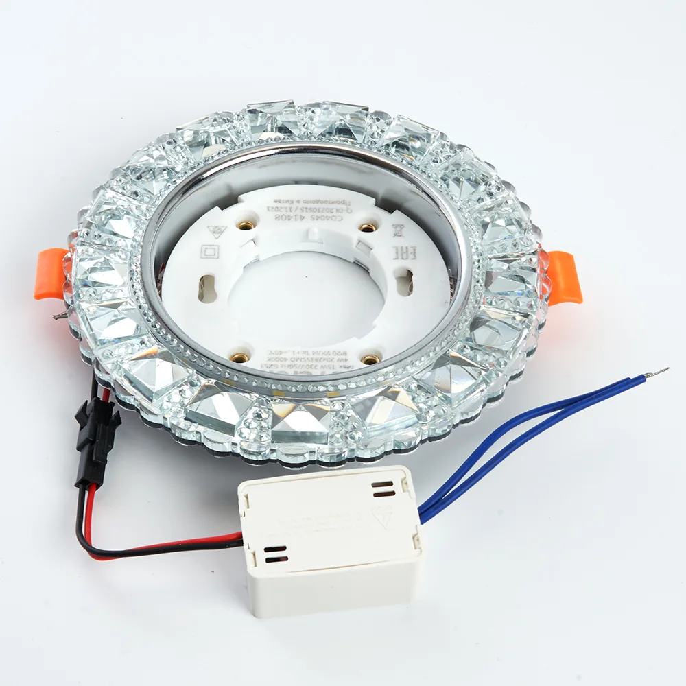 FERON Светильник встраиваемый с белой LED подсветкой CD4045 потолочный GX53 без лампы, прозрачный, хром 41408 FERON Светильник встраиваемый с белой LED подсветкой CD4045 потолочный GX53 без лампы, прозрачный, хром 41408