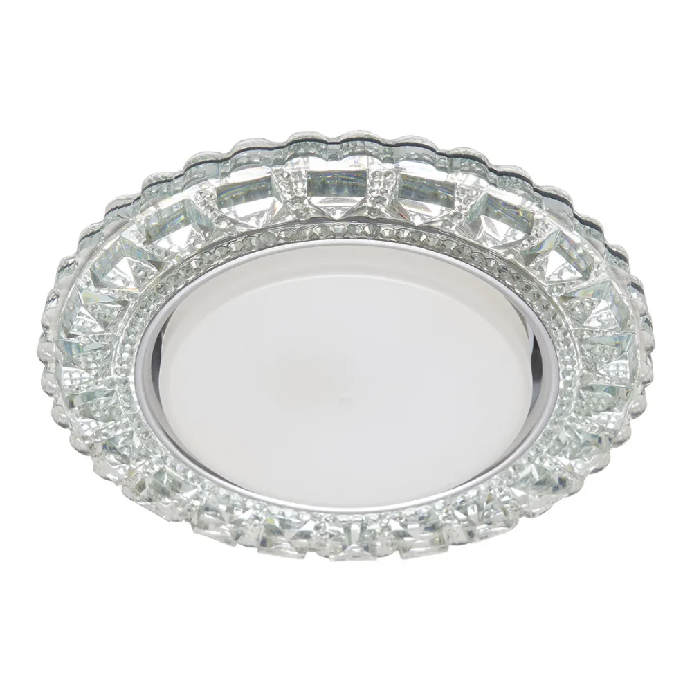 FERON Светильник встраиваемый с белой LED подсветкой CD4045 потолочный GX53 без лампы, прозрачный, хром 41409 FERON Светильник встраиваемый с белой LED подсветкой CD4045 потолочный GX53 без лампы, прозрачный, хром 41409