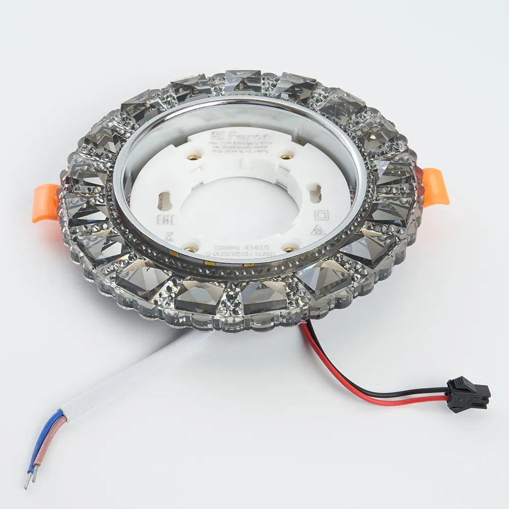 FERON Светильник встраиваемый с белой LED подсветкой CD4045 потолочный GX53 без лампы, серый, хром 41410 FERON Светильник встраиваемый с белой LED подсветкой CD4045 потолочный GX53 без лампы, серый, хром 41410
