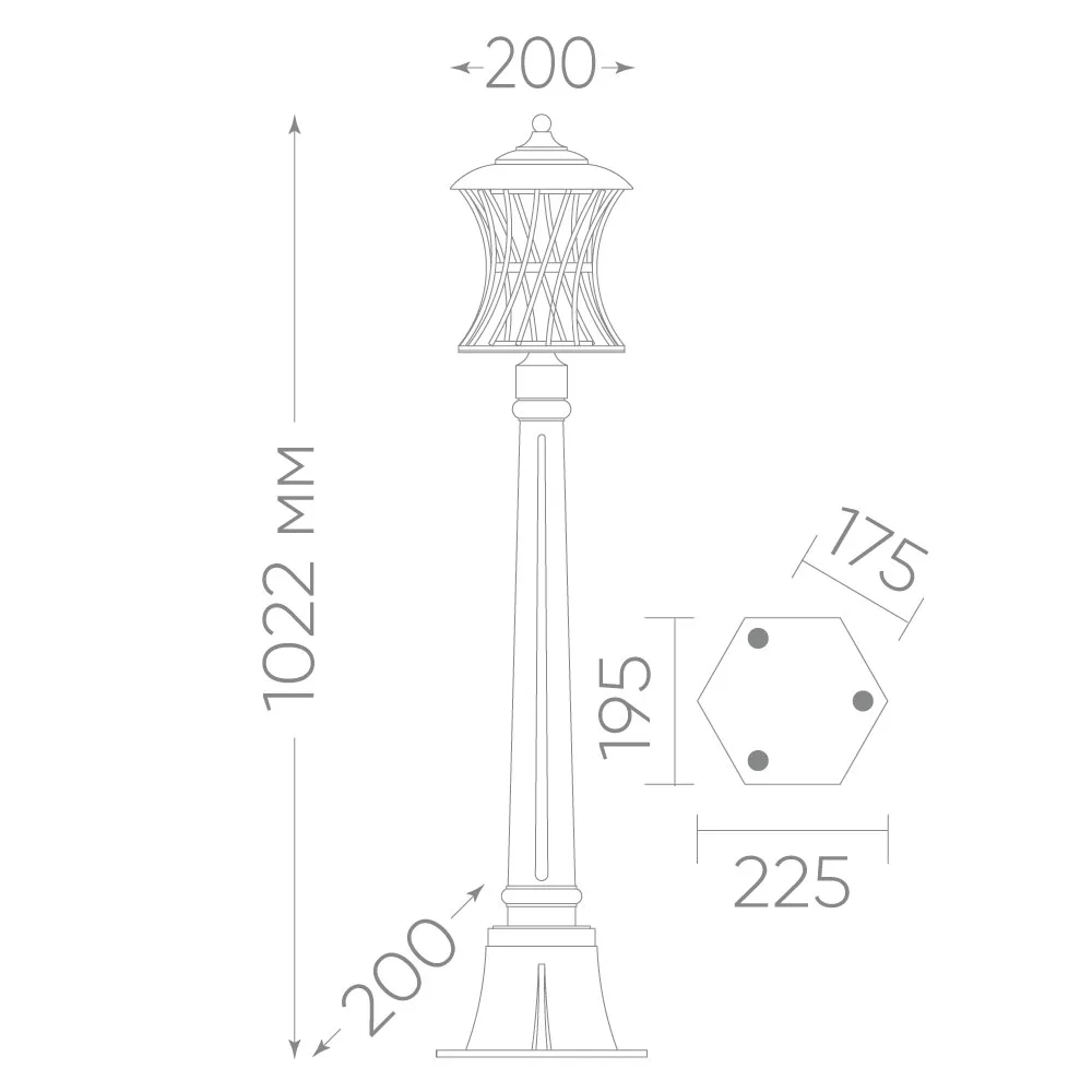 FERON Светильник садово-парковый PL526 столб 60W E27 230V, черный 11621 FERON Светильник садово-парковый PL526 столб 60W E27 230V, черный 11621