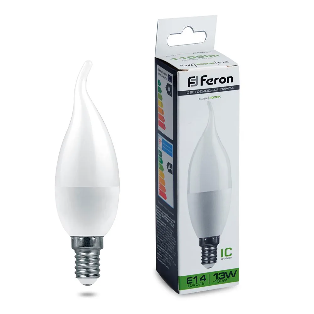 FERON Лампа светодиодная LB-970 Свеча на ветру E14 13W 175-265V 4000K 38113 FERON Лампа светодиодная LB-970 Свеча на ветру E14 13W 175-265V 4000K 38113