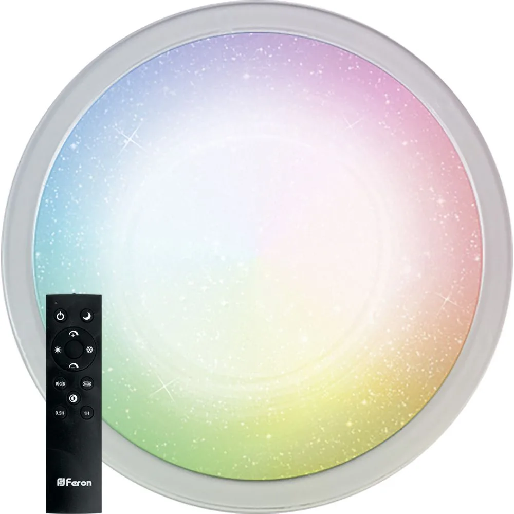 FERON Светодиодный управляемый светильник накладной AL5700 STARLIGHT тарелка 70W RGB + CCT 3000К-6500K управляемый 41426 FERON Светодиодный управляемый светильник накладной AL5700 STARLIGHT тарелка 70W RGB + CCT 3000К-6500K управляемый 41426