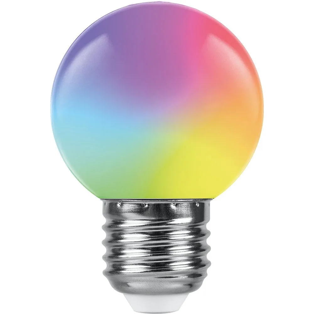 FERON Лампа светодиодная LB-37 Шарик матовый E27 1W 230V RGB плавная сменая цвета 38116 FERON Лампа светодиодная LB-37 Шарик матовый E27 1W 230V RGB плавная сменая цвета 38116