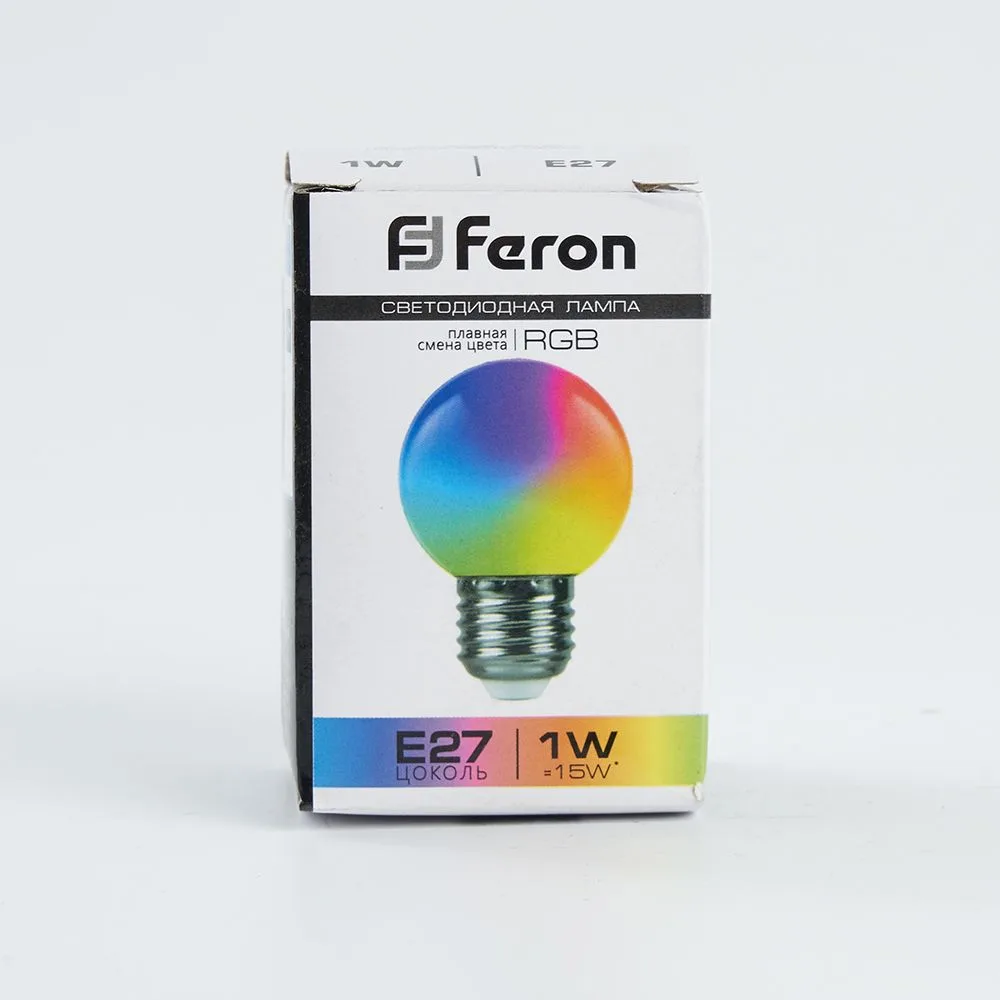 FERON Лампа светодиодная LB-37 Шарик матовый E27 1W 230V RGB плавная сменая цвета 38116 FERON Лампа светодиодная LB-37 Шарик матовый E27 1W 230V RGB плавная сменая цвета 38116