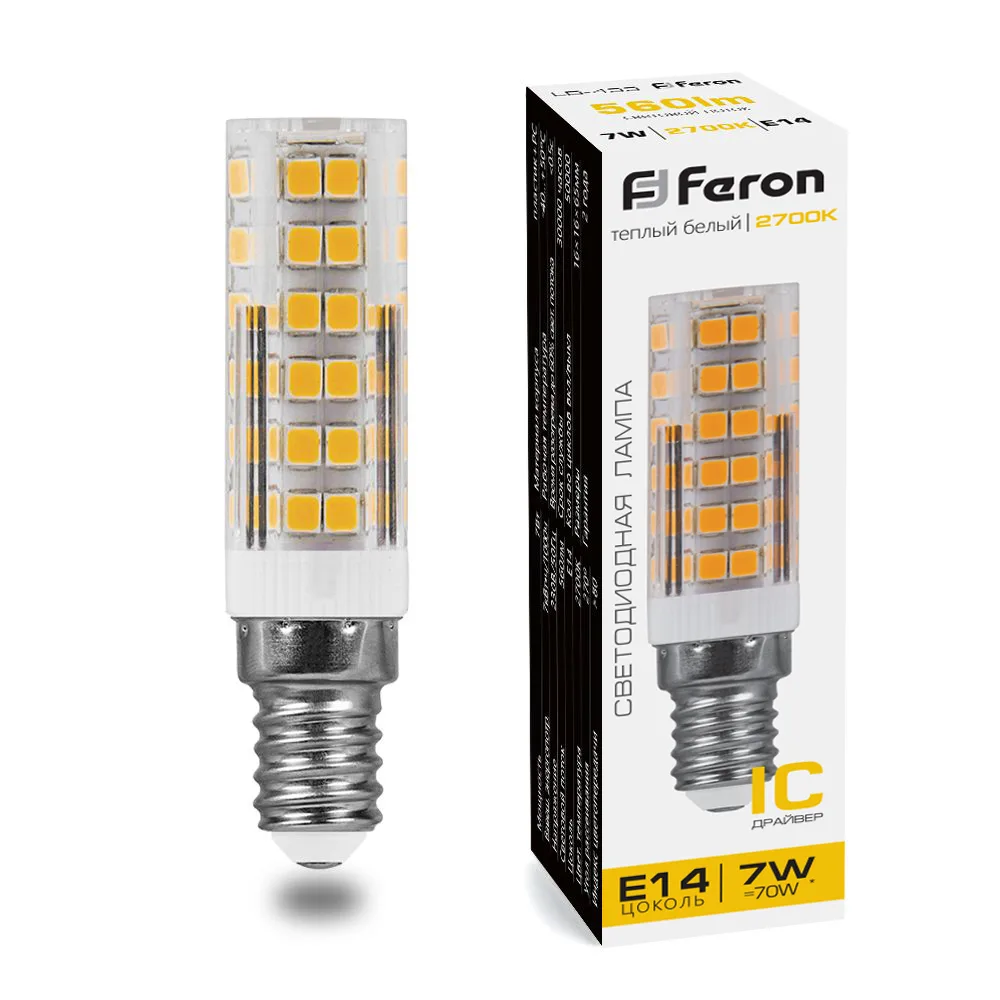 Лампа светодиодная FERON LB-433 E14 7W 175-265V 2700K 25898