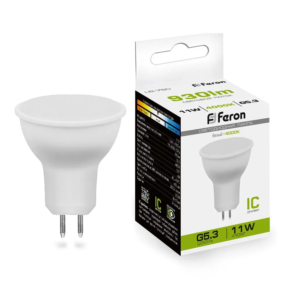 Лампа светодиодная FERON LB-760 MR16 G5.3 11W 175-265V 4000K 38138