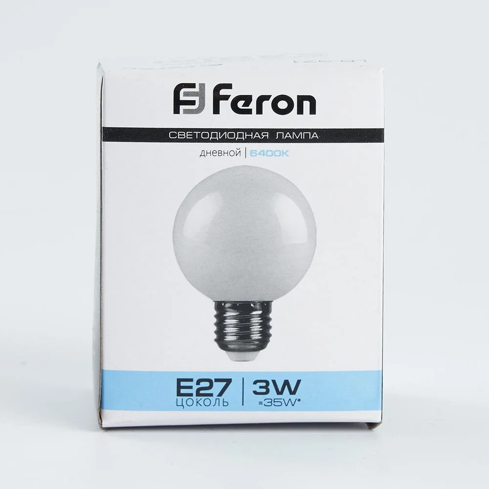 FERON Лампа светодиодная LB-371 Шар E27 3W 230V 6400K матовый 25902 FERON Лампа светодиодная LB-371 Шар E27 3W 230V 6400K матовый 25902