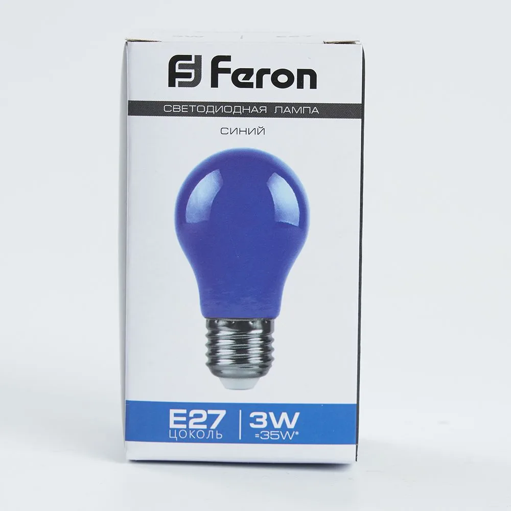 FERON Лампа светодиодная LB-375 E27 3W 230V синий 25923 FERON Лампа светодиодная LB-375 E27 3W 230V синий 25923