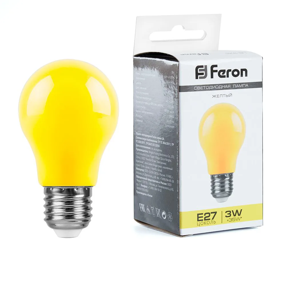 Лампа светодиодная FERON LB-375 E27 3W 230V желтый 25921