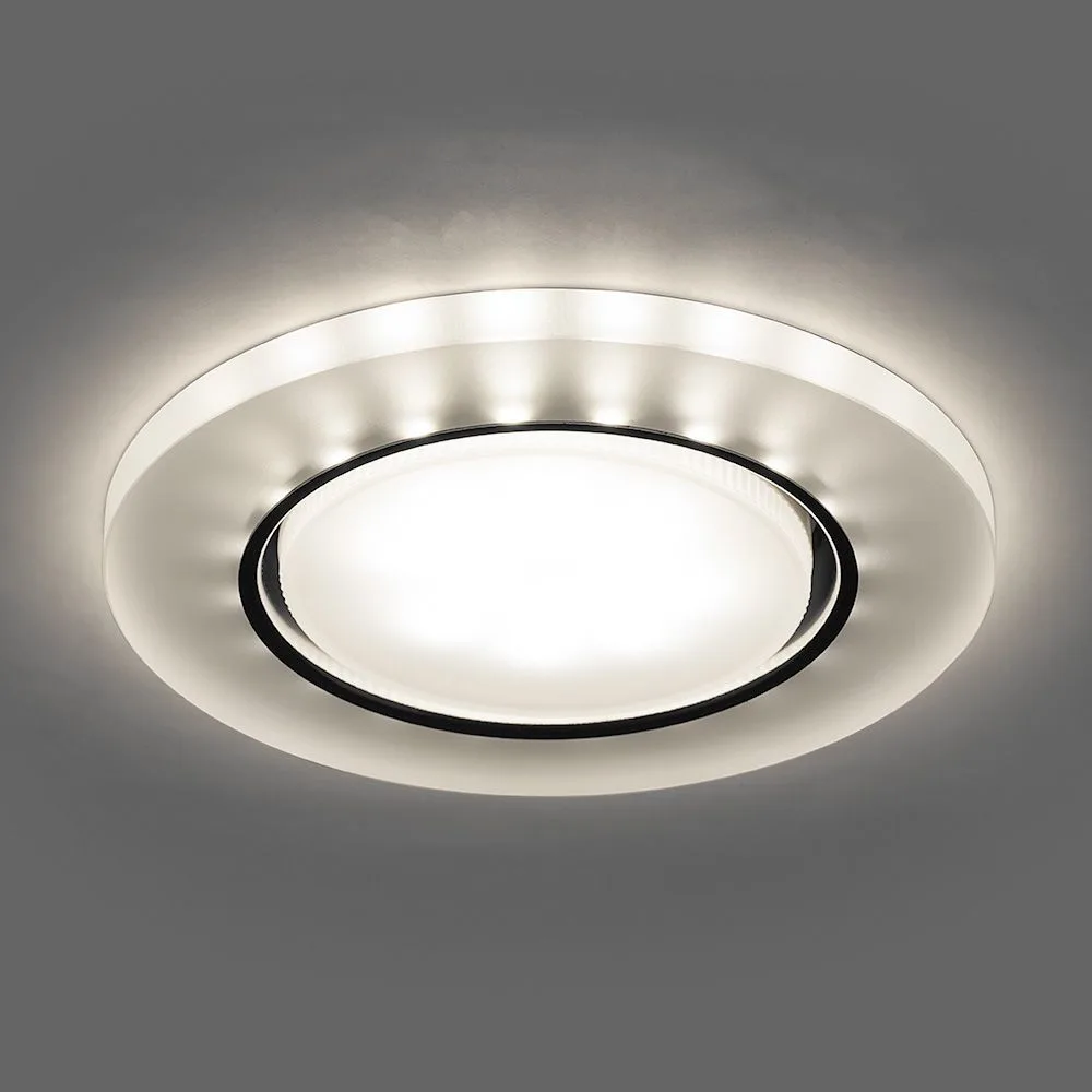 FERON Светильник встраиваемый с белой LED подсветкой CD5020 потолочный GX53 без лампы, белый матовый 32659 FERON Светильник встраиваемый с белой LED подсветкой CD5020 потолочный GX53 без лампы, белый матовый 32659