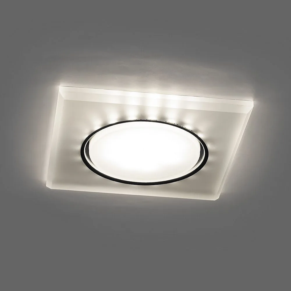 FERON Светильник встраиваемый с белой LED подсветкой CD5022 потолочный GX53 без лампы, белый матовый 32661 FERON Светильник встраиваемый с белой LED подсветкой CD5022 потолочный GX53 без лампы, белый матовый 32661