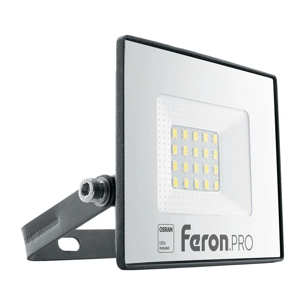 FERON Светодиодный прожектор Feron.PRO LL-1000 IP65 20W 6400K черный 41538 FERON Светодиодный прожектор Feron.PRO LL-1000 IP65 20W 6400K черный 41538