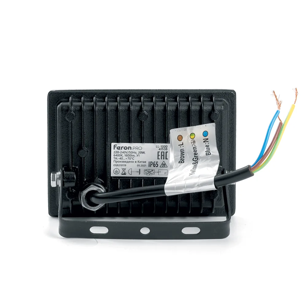 FERON Светодиодный прожектор Feron.PRO LL-1000 IP65 20W 6400K черный 41538 FERON Светодиодный прожектор Feron.PRO LL-1000 IP65 20W 6400K черный 41538