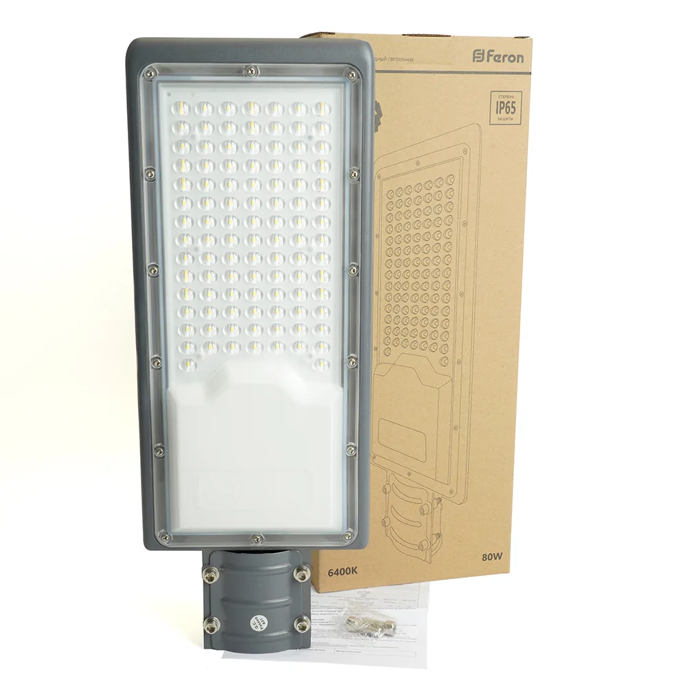 FERON Светодиодный уличный консольный светильник SP3034 80W 6400K 230V, серый 41580 FERON Светодиодный уличный консольный светильник SP3034 80W 6400K 230V, серый 41580