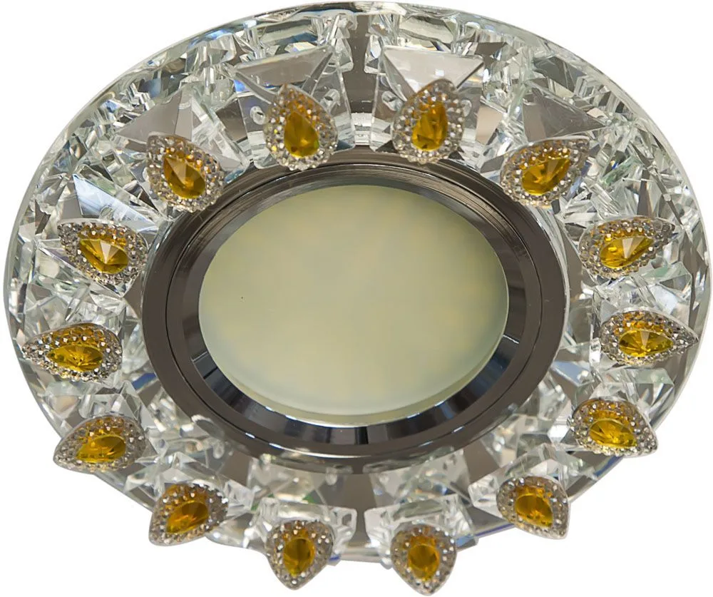 Светильник встраиваемый с белой LED подсветкой FERON CD55A потолочный MR16 G5.3 прозрачно-желтый