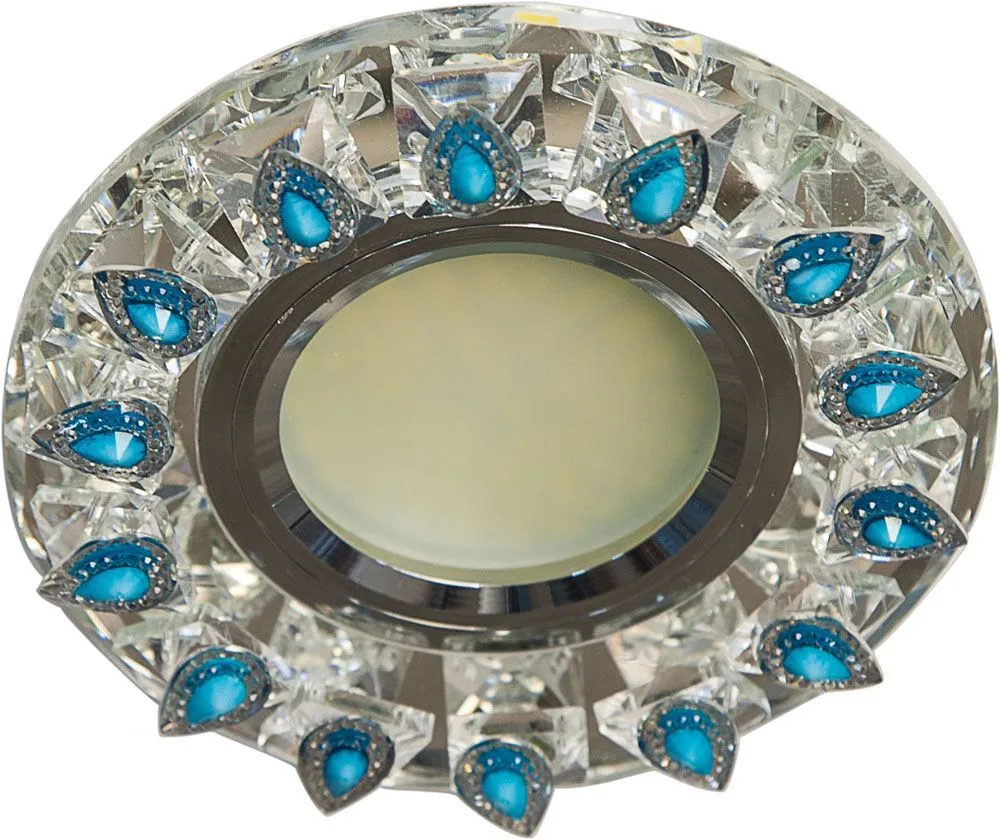 Светильник встраиваемый с белой LED подсветкой FERON CD55A потолочный MR16 G5.3 прозрачно-голубой