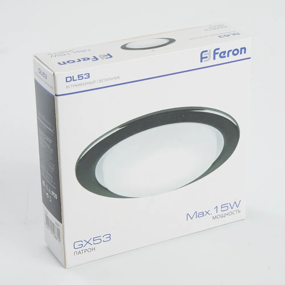 FERON Светильник встраиваемый DL53 потолочный GX53 черный хром 28947 FERON Светильник встраиваемый DL53 потолочный GX53 черный хром 28947