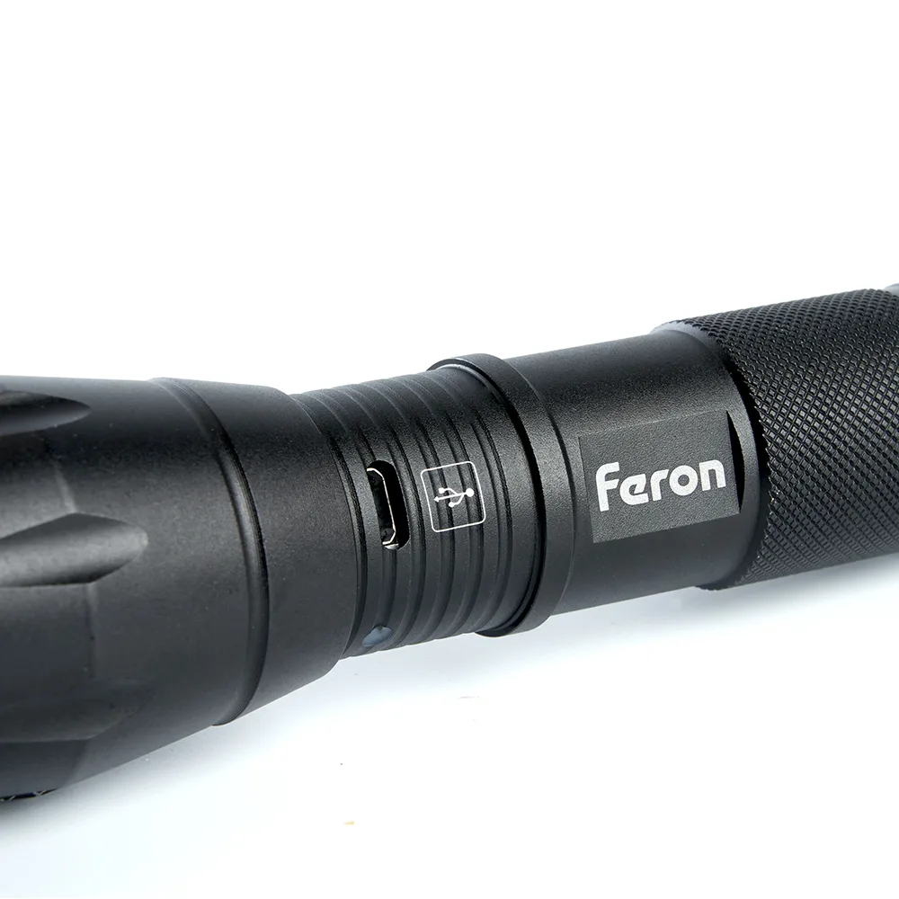 FERON Фонарь ручной TH2400 с аккумулятором USB ZOOM 41682 FERON Фонарь ручной TH2400 с аккумулятором USB ZOOM 41682