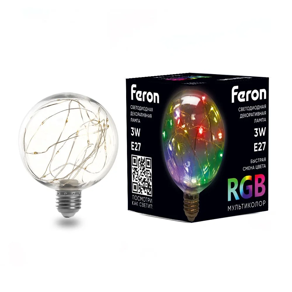 FERON Лампа светодиодная LB-382 E27 3W 230V RGB 41678 FERON Лампа светодиодная LB-382 E27 3W 230V RGB 41678