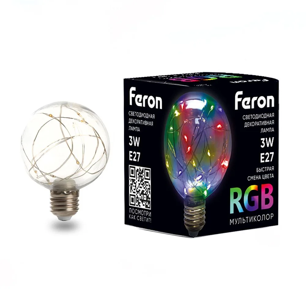 FERON Лампа светодиодная LB-381 E27 3W 230V RGB 41676 FERON Лампа светодиодная LB-381 E27 3W 230V RGB 41676