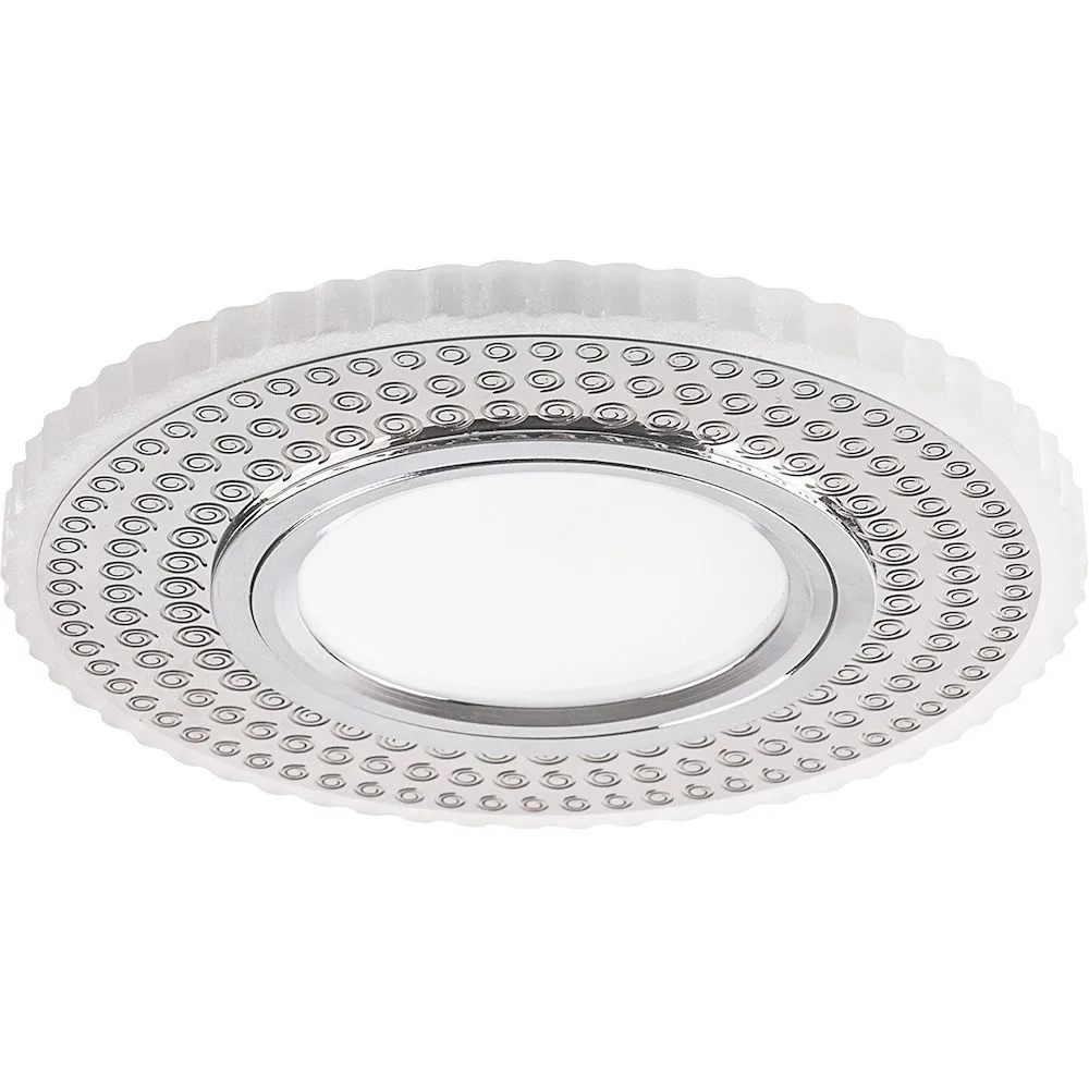FERON Светильник встраиваемый с белой LED подсветкой CD957 потолочный MR16 G5.3 белый матовый, хром FERON Светильник встраиваемый с белой LED подсветкой CD957 потолочный MR16 G5.3 белый матовый, хром