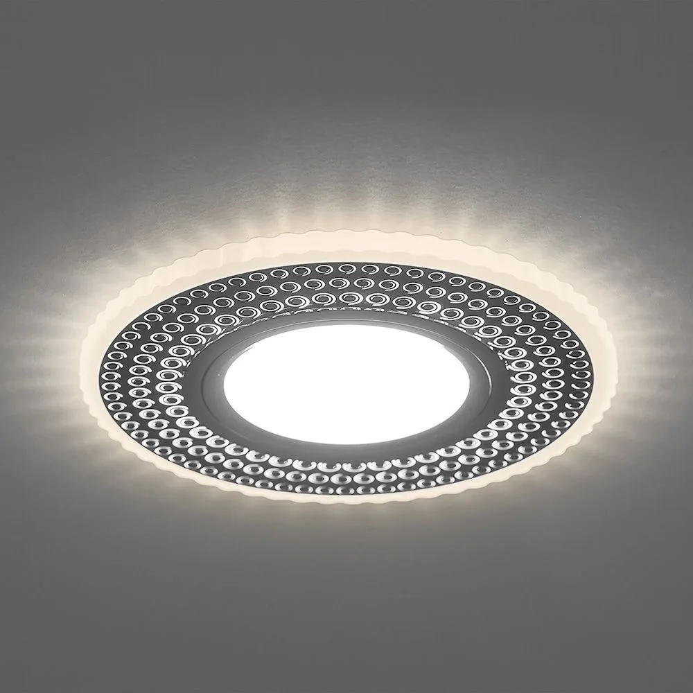 FERON Светильник встраиваемый с белой LED подсветкой CD957 потолочный MR16 G5.3 белый матовый, хром FERON Светильник встраиваемый с белой LED подсветкой CD957 потолочный MR16 G5.3 белый матовый, хром