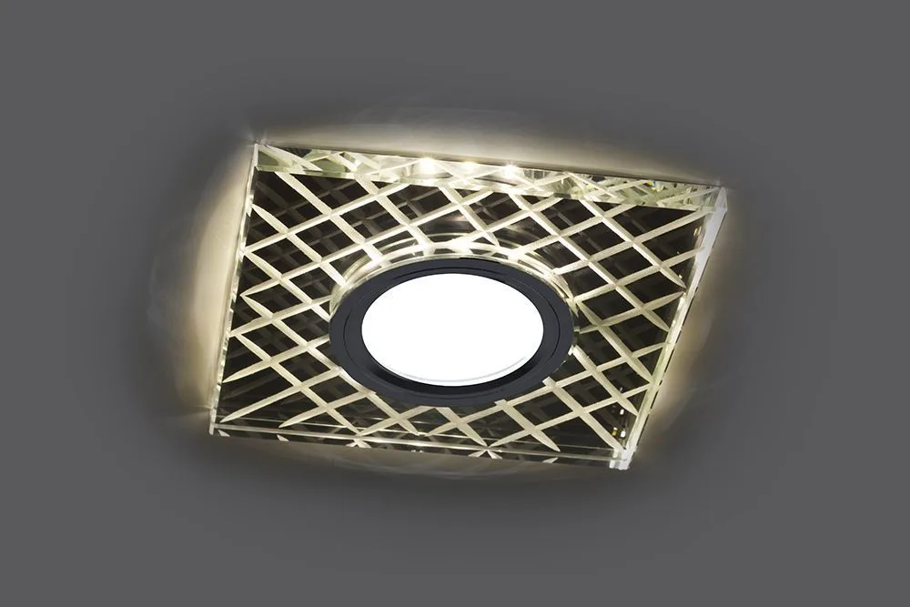 FERON Светильник встраиваемый с LED подсветкой CD984 потолочный MR16 G5.3 прозрачный, хром FERON Светильник встраиваемый с LED подсветкой CD984 потолочный MR16 G5.3 прозрачный, хром