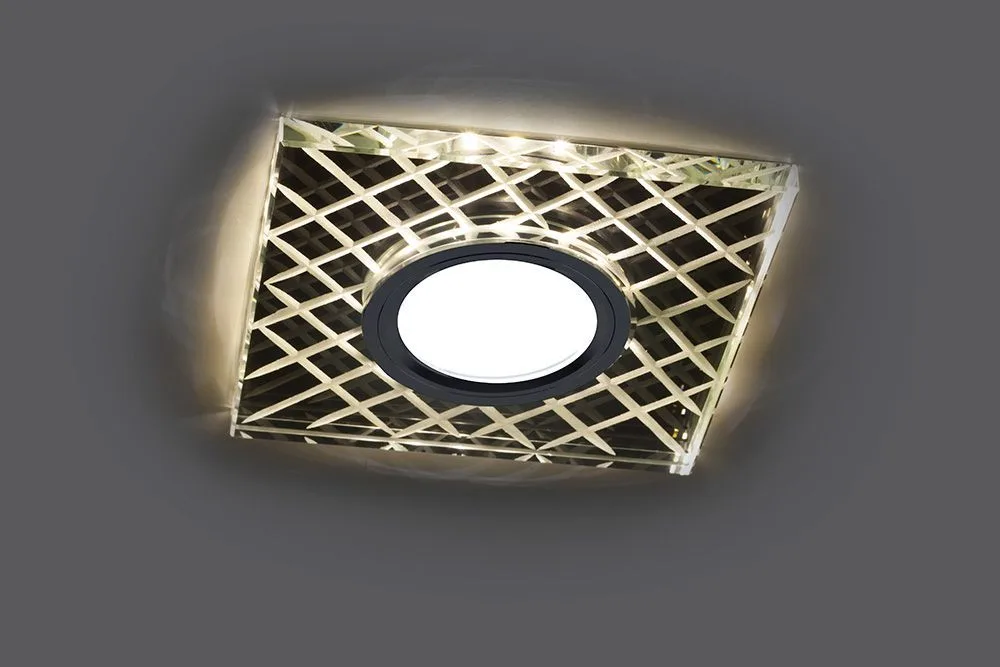 FERON Светильник встраиваемый с LED подсветкой CD984 потолочный MR16 G5.3 прозрачный, хром FERON Светильник встраиваемый с LED подсветкой CD984 потолочный MR16 G5.3 прозрачный, хром
