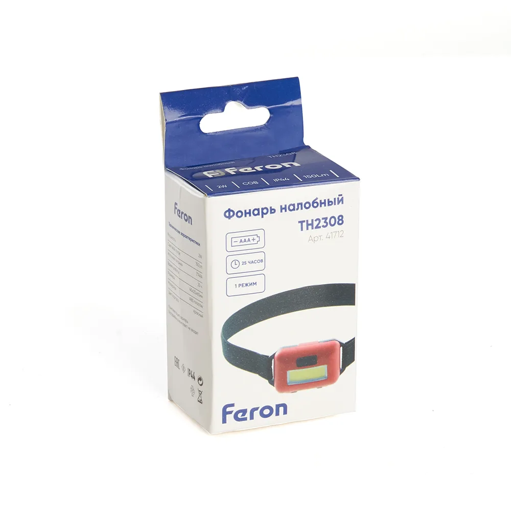 FERON Фонарь налобный ЭКОНОМ TH2308 на батарейках 3*AAA 2W COB IP44 пластик 41712 FERON Фонарь налобный ЭКОНОМ TH2308 на батарейках 3*AAA 2W COB IP44 пластик 41712