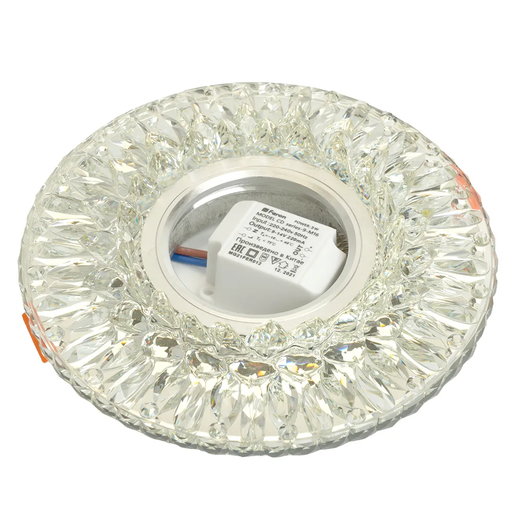 FERON Светильник встраиваемый с LED подсветкой CD942 потолочный MR16 G5.3 прозрачный FERON Светильник встраиваемый с LED подсветкой CD942 потолочный MR16 G5.3 прозрачный