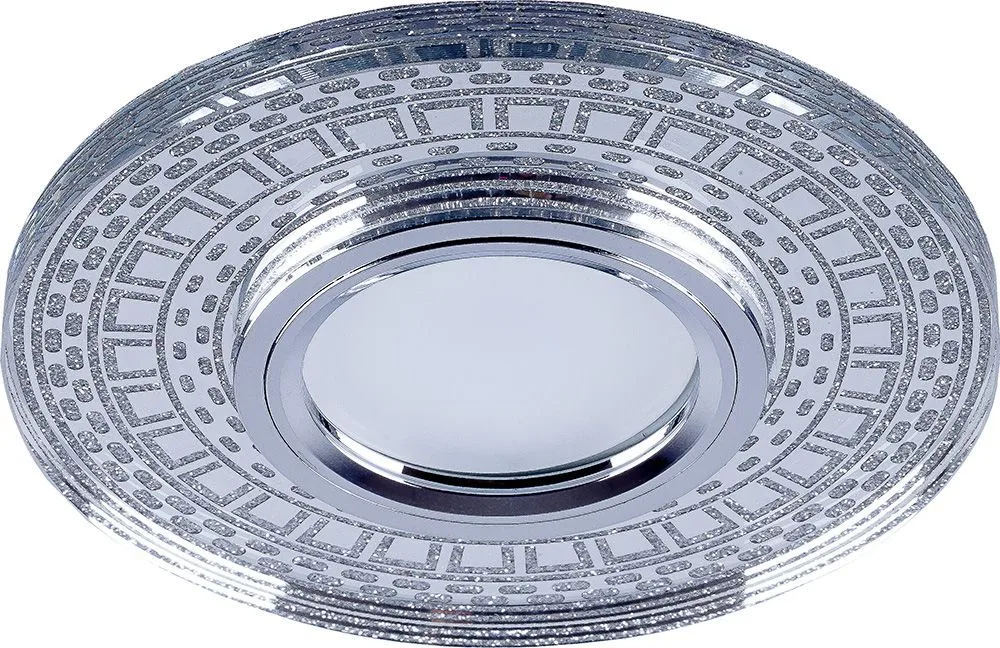 FERON Светильник встраиваемый с LED подсветкой CD981 потолочный MR16 G5.3, прозрачный, серебро FERON Светильник встраиваемый с LED подсветкой CD981 потолочный MR16 G5.3, прозрачный, серебро
