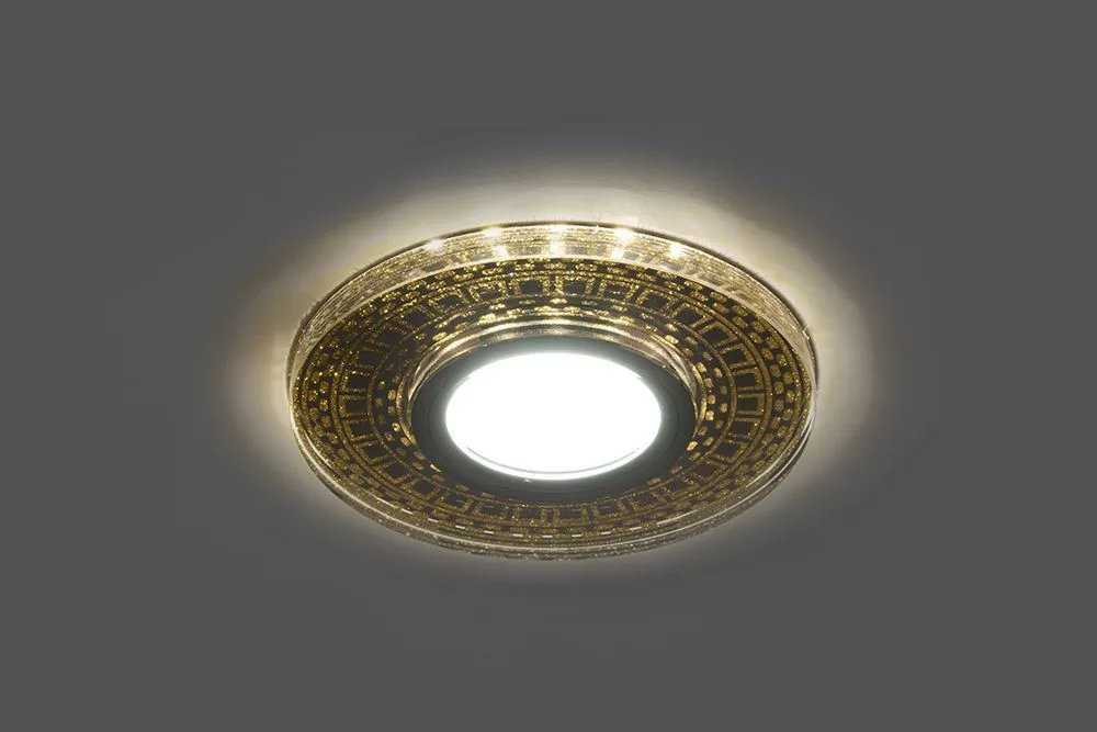 FERON Светильник встраиваемый с LED подсветкой CD981 потолочный MR16 G5.3 прозрачный, золото FERON Светильник встраиваемый с LED подсветкой CD981 потолочный MR16 G5.3 прозрачный, золото