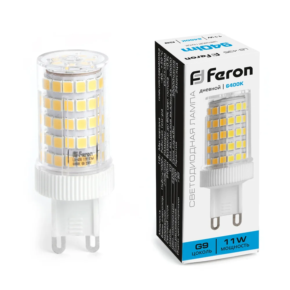 FERON Лампа светодиодная LB-435 G9 11W 175-265V 6400K 38151 FERON Лампа светодиодная LB-435 G9 11W 175-265V 6400K 38151