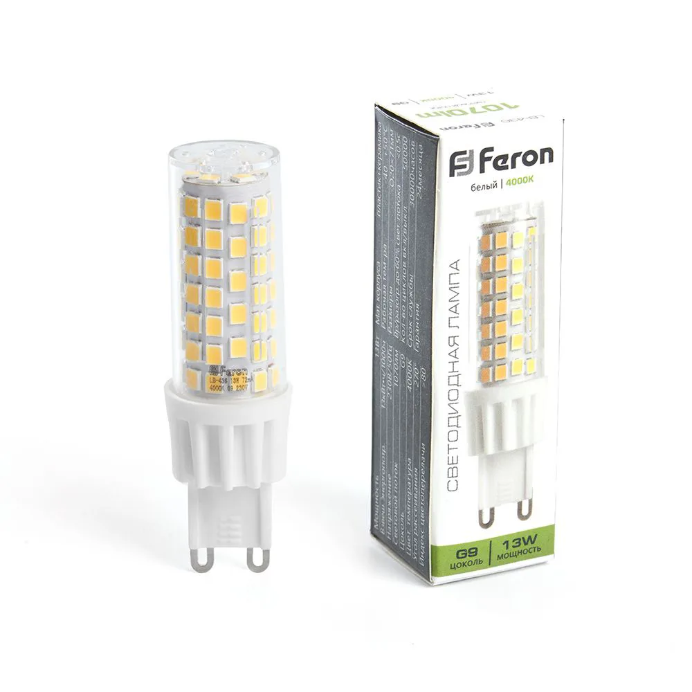 FERON Лампа светодиодная LB-436 G9 13W 175-265V 4000K 38153 FERON Лампа светодиодная LB-436 G9 13W 175-265V 4000K 38153