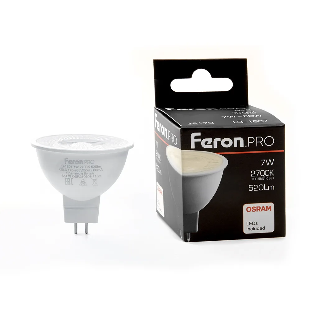 Лампа светодиодная FERON.PRO LB-1607 G5.3 7W 175-265V 2700K 38179