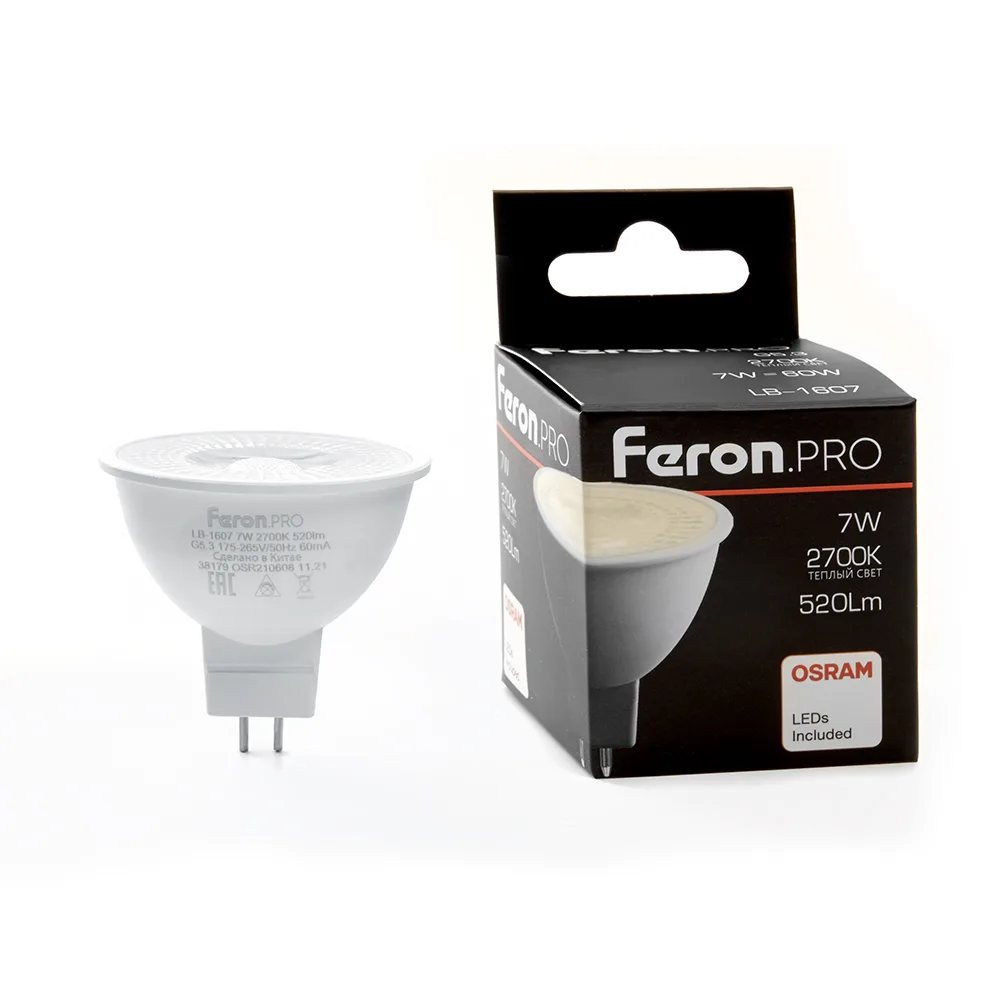 Лампа светодиодная FERON.PRO LB-1607 G5.3 7W 175-265V 2700K 38185