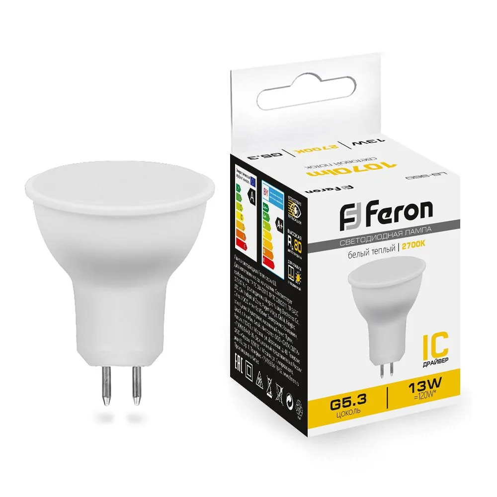 FERON Лампа светодиодная LB-960 MR16 G5.3 13W 175-265V 2700K 38188 FERON Лампа светодиодная LB-960 MR16 G5.3 13W 175-265V 2700K 38188
