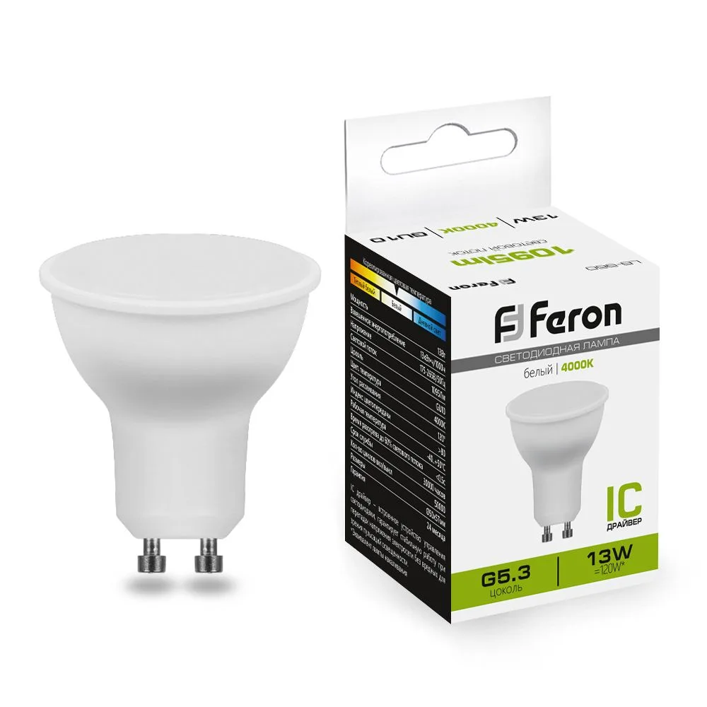 FERON Лампа светодиодная LB-960 MR16 GU10 13W 175-265V 4000K 38192 FERON Лампа светодиодная LB-960 MR16 GU10 13W 175-265V 4000K 38192