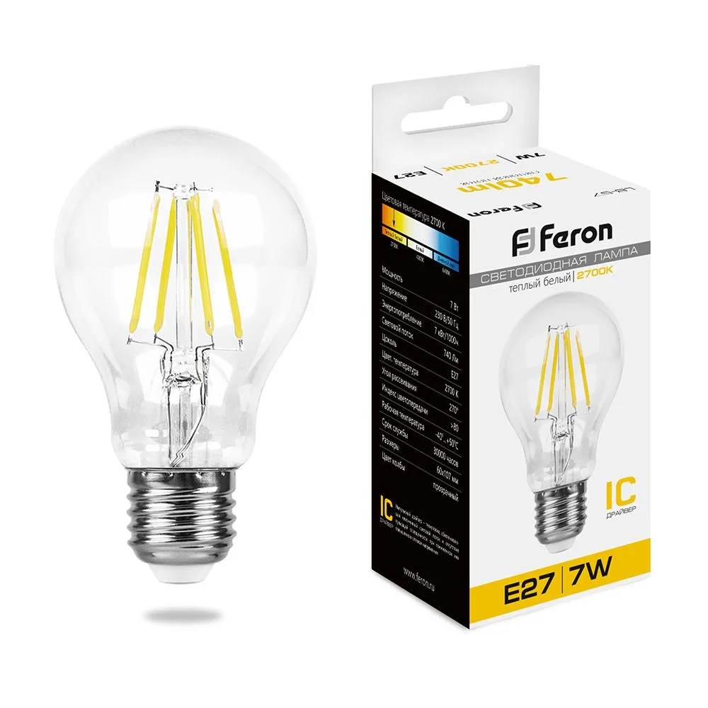 FERON Лампа светодиодная LB-57 Шар E27 7W 175-265V 2700K 25569 FERON Лампа светодиодная LB-57 Шар E27 7W 175-265V 2700K 25569