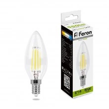 Лампа светодиодная FERON LB-58 Свеча E14 5W 230V 4000K 25573