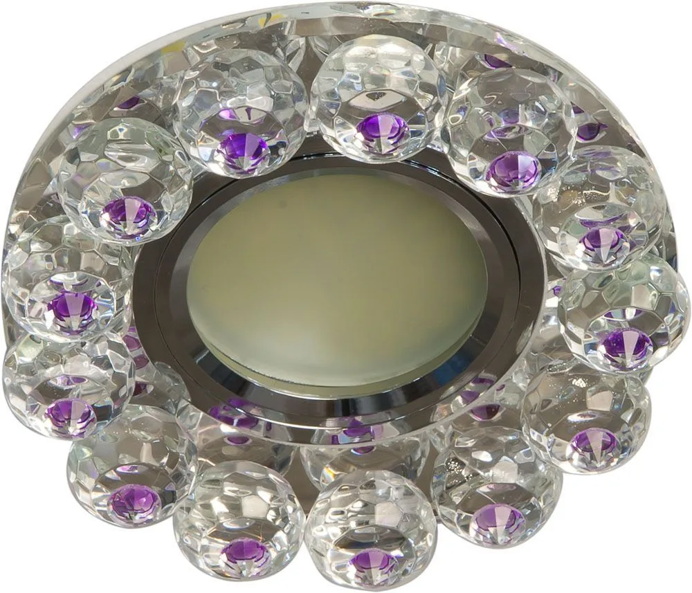 Светильник встраиваемый с белой LED подсветкой FERON CD7070 потолочный MR16 G5.3 прозрачно-сиреневый
