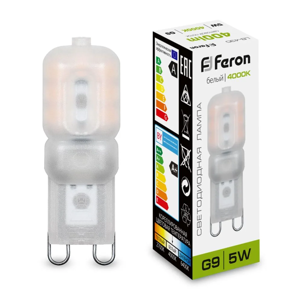 Лампа светодиодная FERON LB-430 G9 5W 230V 4000K 25637