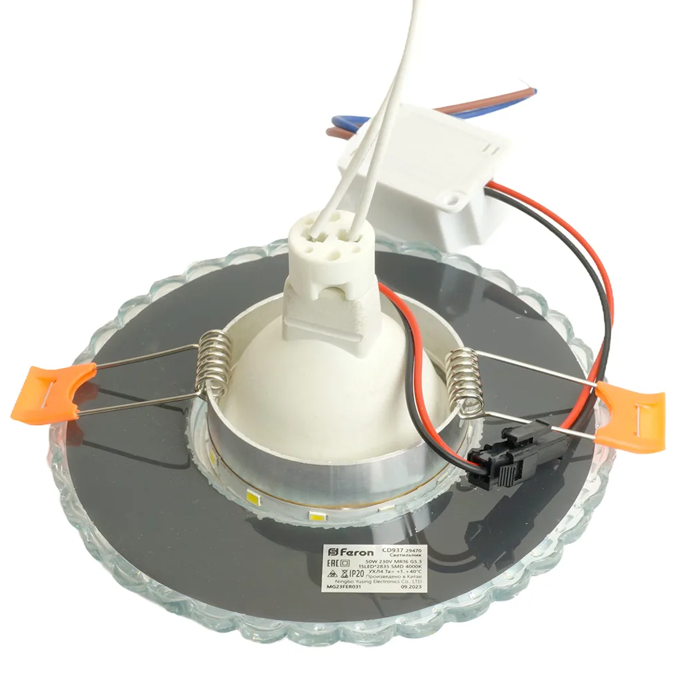 FERON Светильник встраиваемый с белой LED подсветкой CD937 потолочный MR16 G5.3 прозрачный FERON Светильник встраиваемый с белой LED подсветкой CD937 потолочный MR16 G5.3 прозрачный