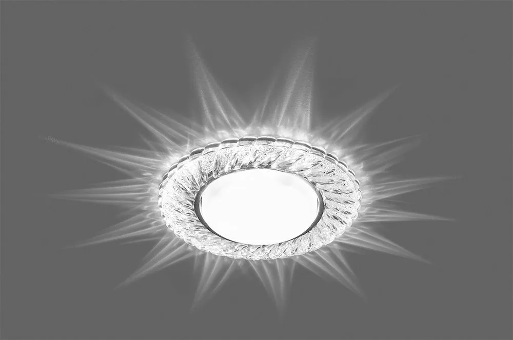 FERON Светильник встраиваемый с белой LED подсветкой CD4021 потолочный GX53 без лампы прозрачный 29474 FERON Светильник встраиваемый с белой LED подсветкой CD4021 потолочный GX53 без лампы прозрачный 29474