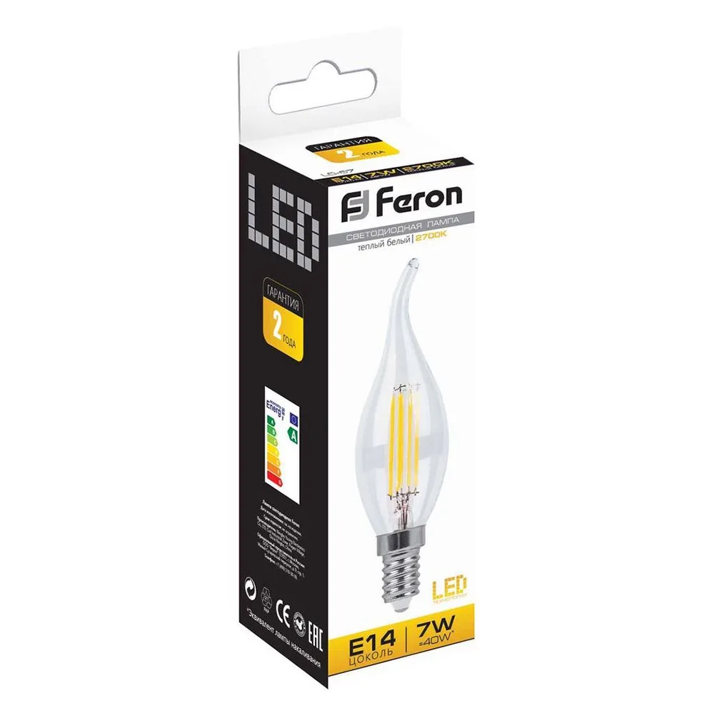 FERON Лампа светодиодная LB-67 Свеча на ветру E14 7W 230V 2700K 25727 FERON Лампа светодиодная LB-67 Свеча на ветру E14 7W 230V 2700K 25727