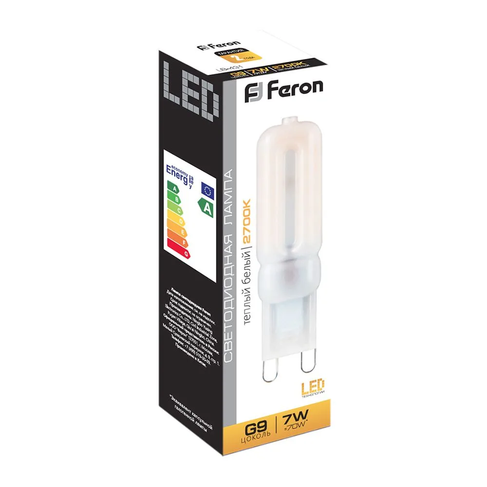 FERON Лампа светодиодная LB-431 G9 7W 230V 2700K 25755 FERON Лампа светодиодная LB-431 G9 7W 230V 2700K 25755