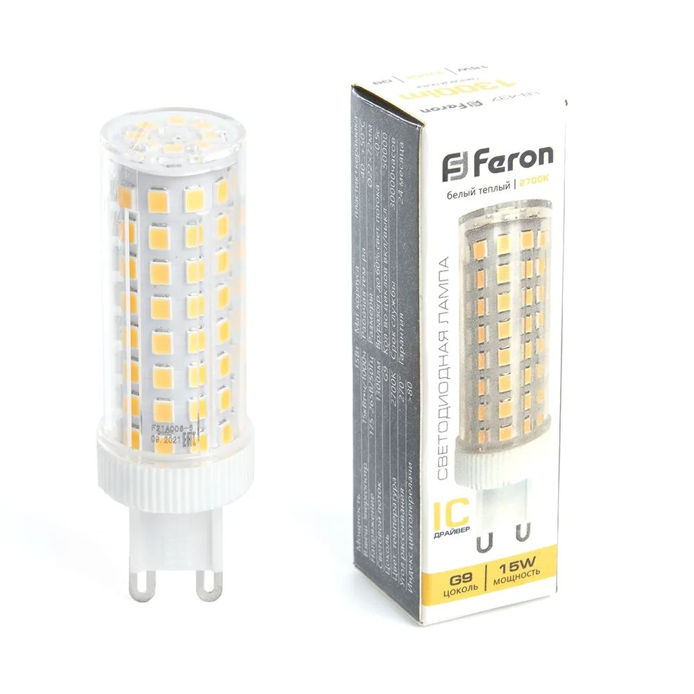 Лампа светодиодная FERON LB-437 G9 15W 175-265V 2700K 38212