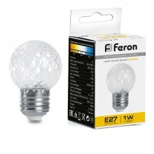 Лампа-строб FERON LB-377 Шарик прозрачный E27 1W 230V 2700K 38208
